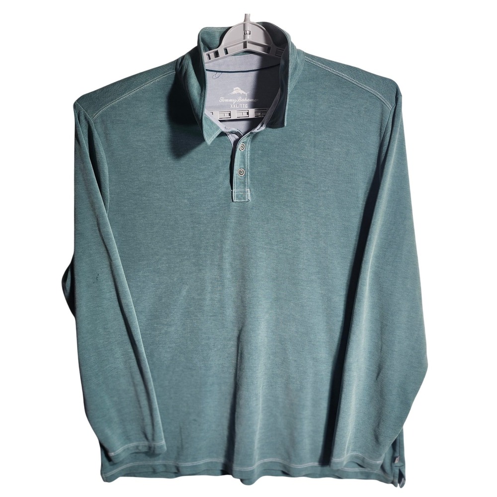 Tommy Bahama XXL Mens Long Sleeve Polo‎ Shirt Golf Casual Pullover FLAWS